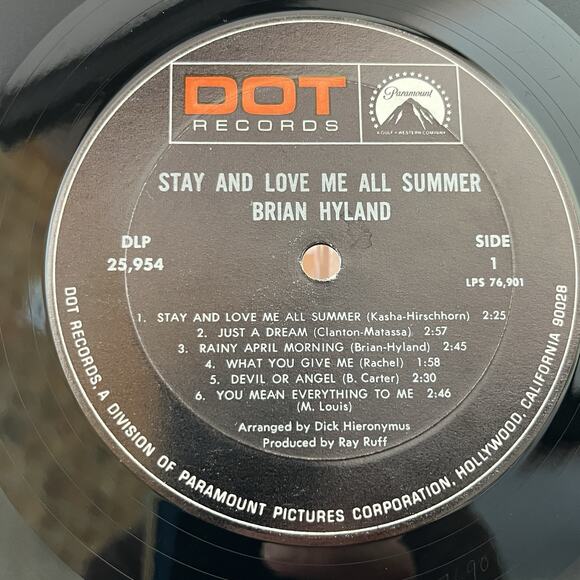 Brian Hyland Stay And Love Me All Summer Vinyl LP 1969 Dot DLP 25954 - Picture 4 of 11